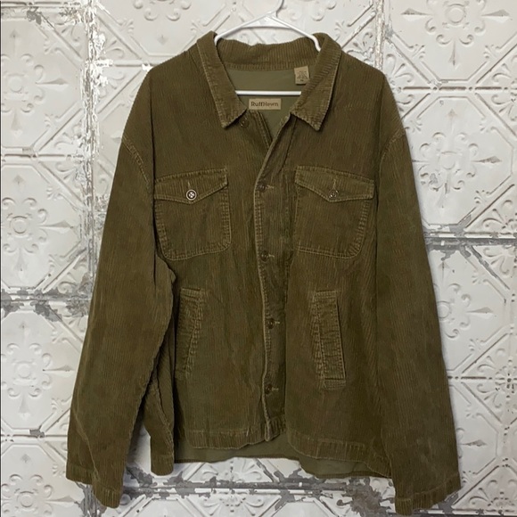 Ruff Hewn Other - Ruff Hewn corduroy green tan button up jacket